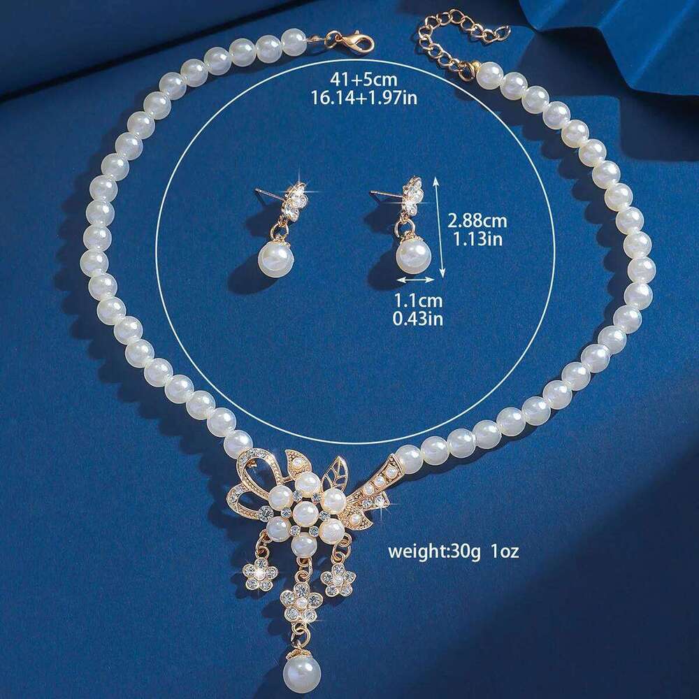 Ladies' Fashion Design Sense Palace Style Flower Crown Necklace Earrings Jewelry Set Wedding Festival Gift Z260313