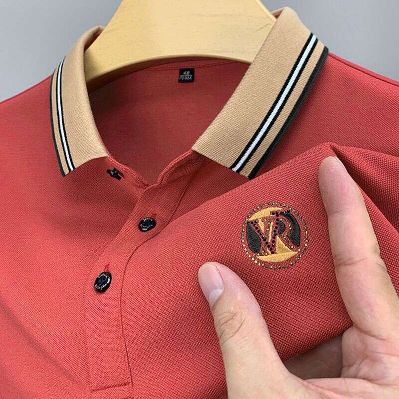 Summer new men's short-sleeve T-shirt, loose casual embroidered polo shirt for middle-aged and elderly men, dad-style top