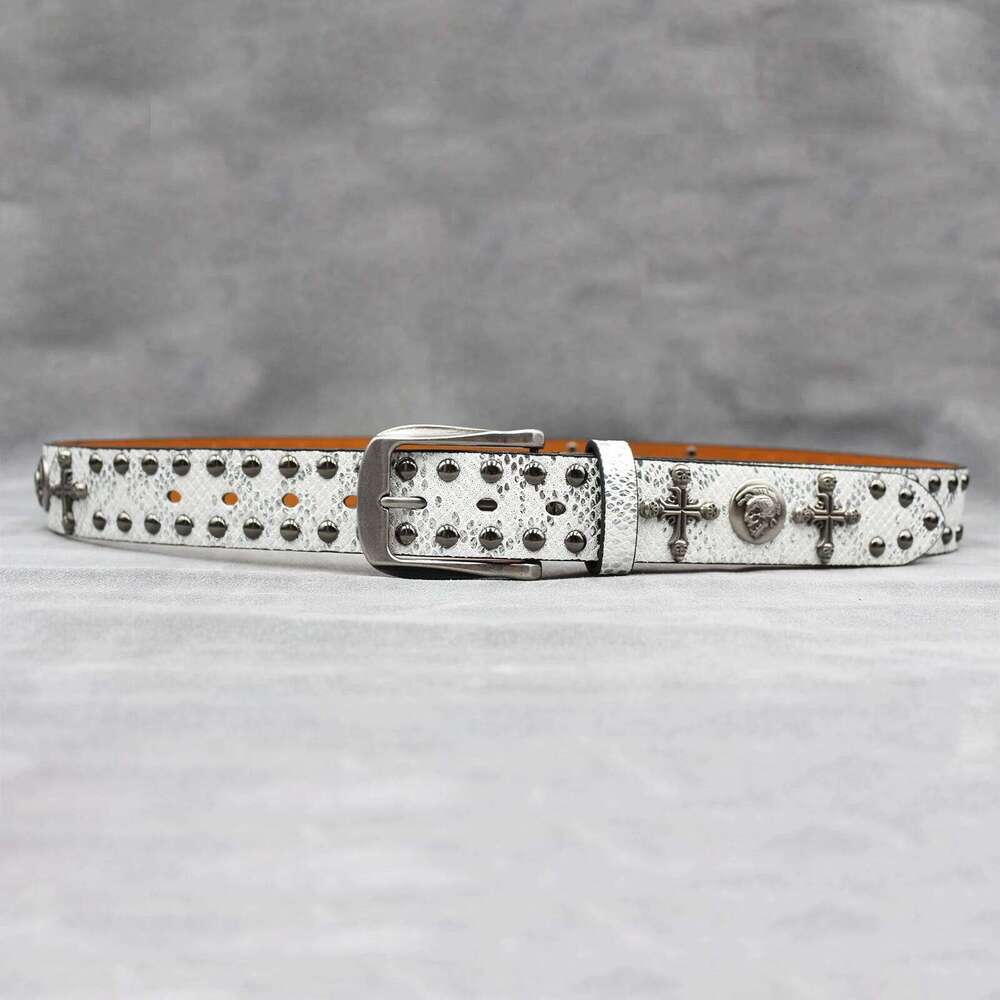 Y2K Punk Men Leather Male Cowboy Rock Rivet Black Strap Ceinture Homme Riem Jeans Studded Western Belt Z260226