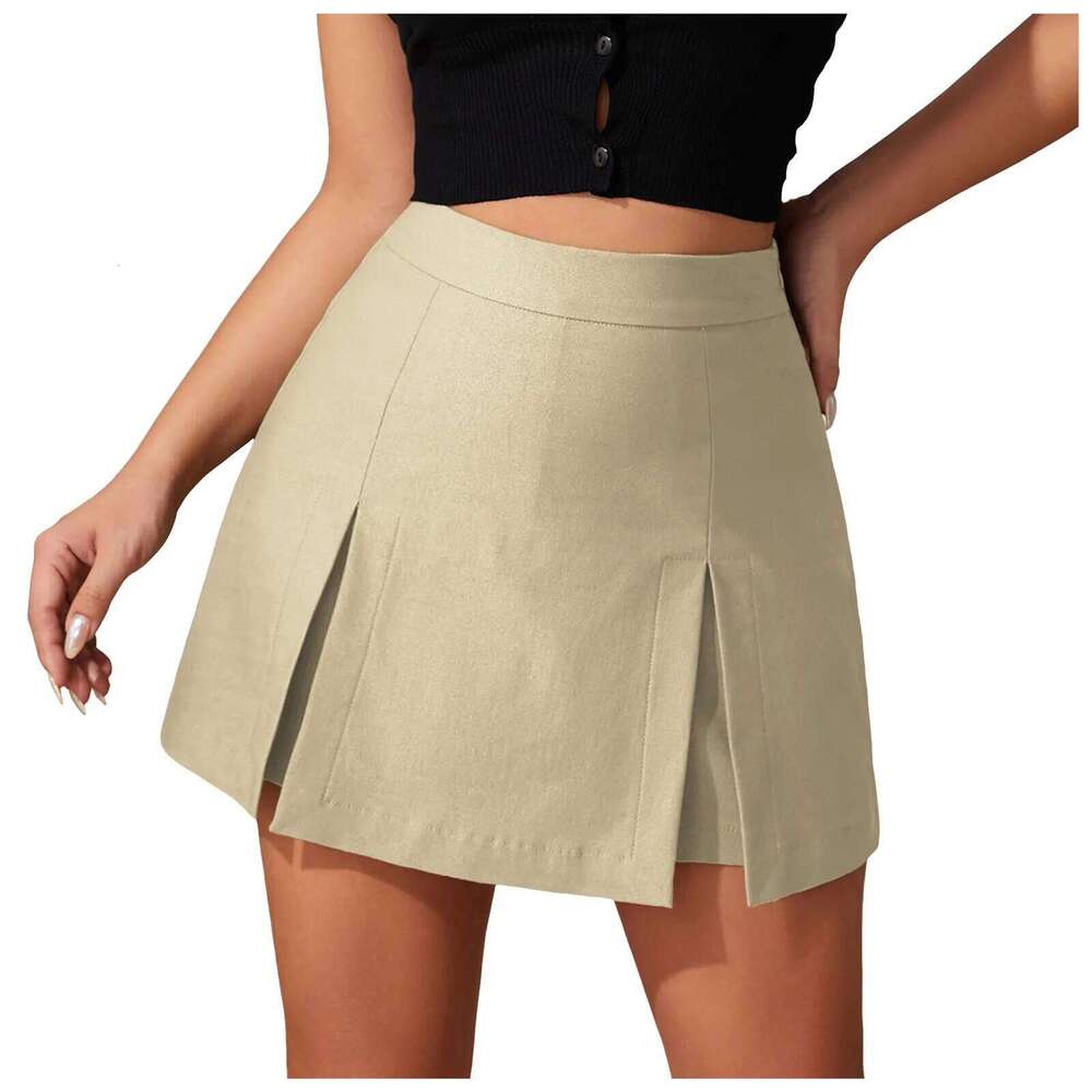 Skorts For Women Waisted Olive Green Pleated Mini Skirt High Waist A-Line Casual Daily Short Skirts Ruched Skort clothes Z260314