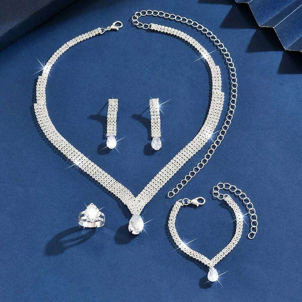 Retro elegant nude diamond temperament generous ins high-end necklace earrings bracelet three piece set with accessories Z260313