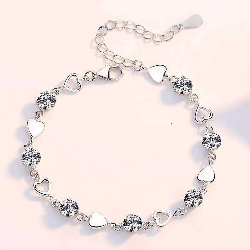 Luxury 925 Sterling Silver Zircon Bracelet for Women Korean Fashion Sweet Cool Hollow Heart Bracelets Party Jewelry Gifts Z260313