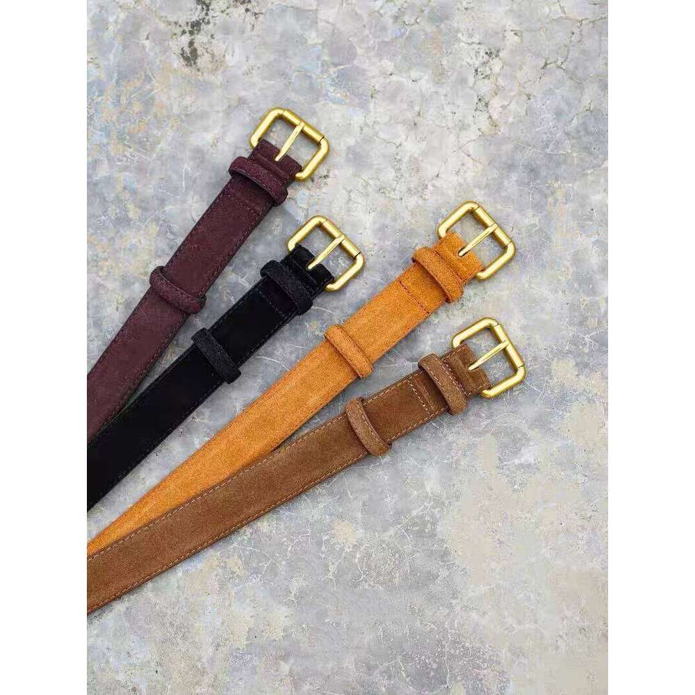 Fashion Suede Cowhide Skinny Belt for Women Trendy Genuine Leather Waistband with Jeans Pants Dress Ladies Thin Belts Z260226