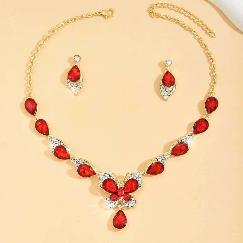 Ladies' Design Butterfly Necklace Earrings Jewelry Set Suitable for Wedding, Party, Festival Gifts Z260313