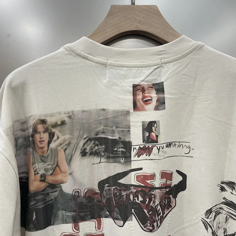 Summer High Street Flash Diamond Damaged Hole T-Shirt Tee Men Women 100 Cotton Letters Character Graffiti Paly T Shirt Tags 260310