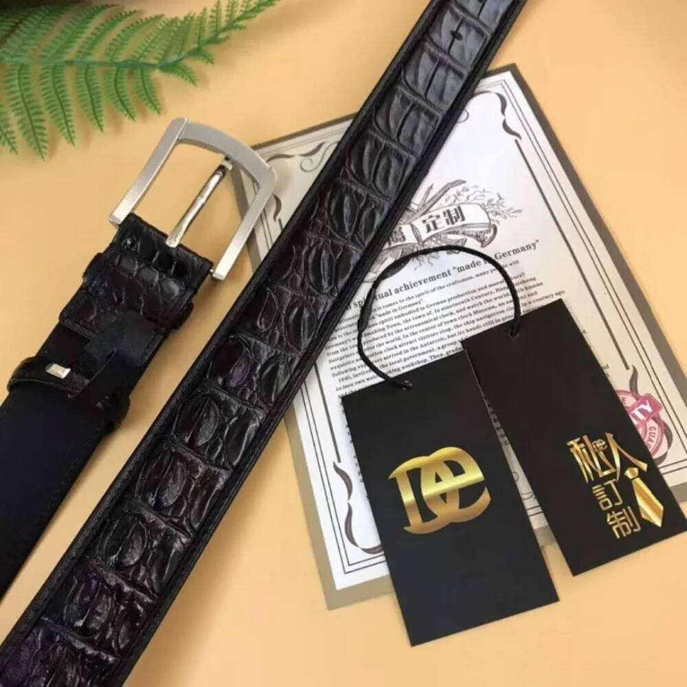 100% real genuine back top luxury quality crocodile skin men fashion belt black brown color free ship Z260226