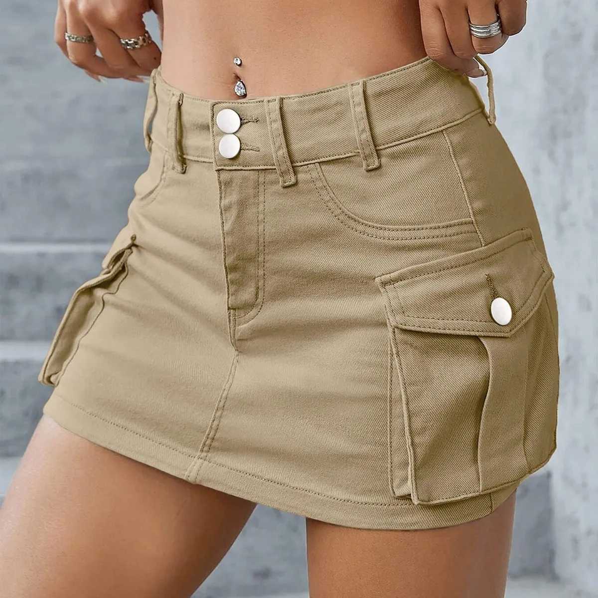 Streetwear Solid Color Cowboy Tight Skirts Women Fashion Pocket Design Sense Package Hip Slim Denim Mini Skirt Female Spring New M260314