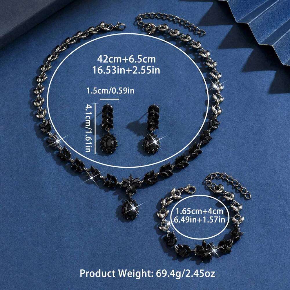 European and American versatile bride earrings necklace two-piece set full of diamond droplet jewelry wedding dress accessories Z260313