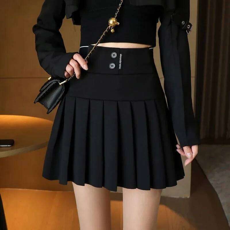 Women's Pleated Skirts 2024 Summer New Fashion High Elastic Waist A-line Light Proof Short Skirt School Girl Uniform Pantskirt Z260314