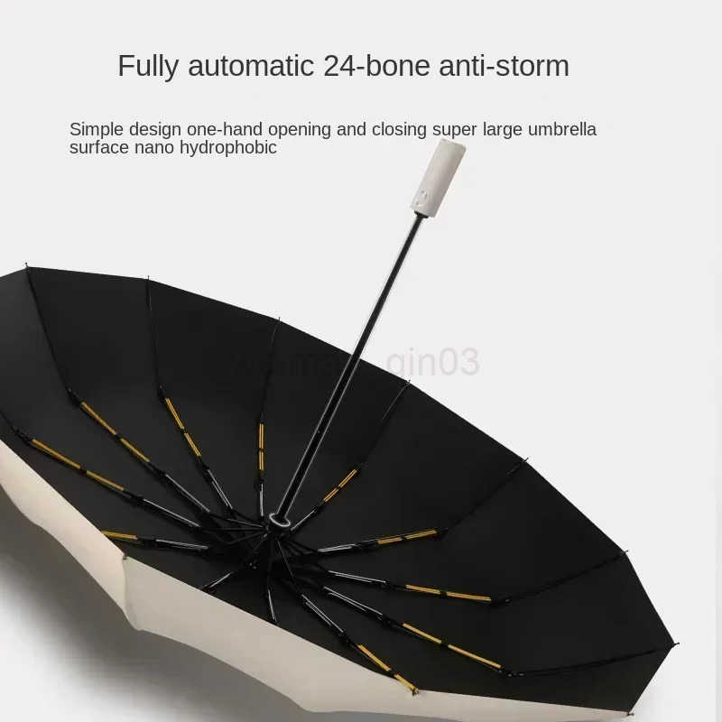 NEW Automatic Lock Portable Large Umbrella Reinforced Mens Folding Umbrella Rain And Sun Dual Use Womens Specialty H260314