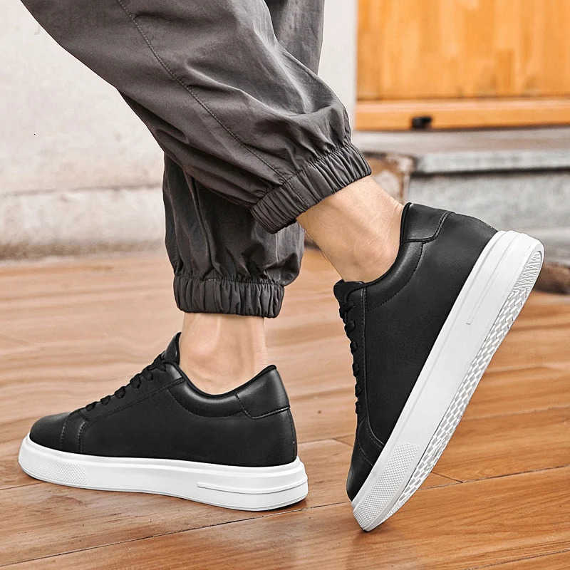 New Mens Sneakers Elevator Shoes Heightening Height Increase Insole 6-10CM High Heels Shoes Leather Sport Shoes Men Shoes H260325