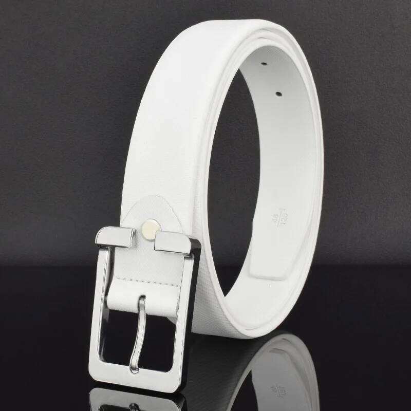 Business Waist Strap Men's Belt Pin Leather Buckle Student Luxury Brand White Dress Casual Mens Belts Ceinture Homme Z260226