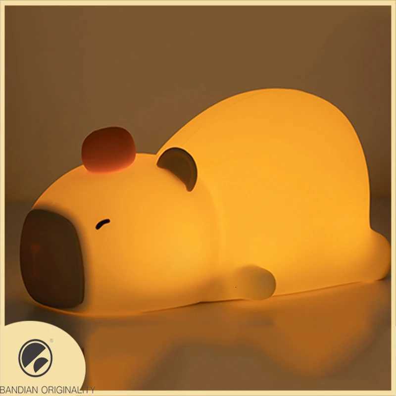Capybara Cute Silicone LED Cartoon Night Light USB Rechargeable Dimming Sleep Night Lamp For Childrens Room Decor Birthday Gift Y260314