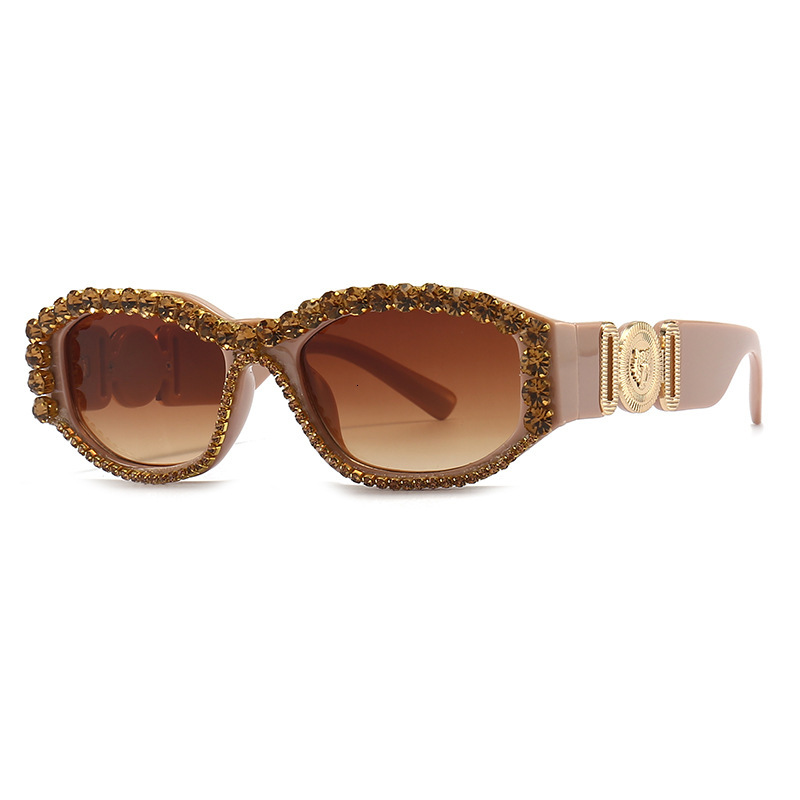 Luxury Brand Designer Sunglasses 76003 New European And American Fashion Rhinestone Women's Sunglasses Beauty Head Hip Hop Sunglasses