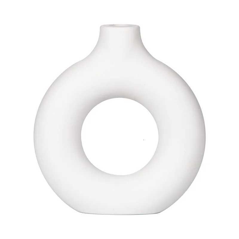 Nordic White Vase - Ceramic-Look Plastic for Modern Decor Desktop Living Room Flower Pot Y260314