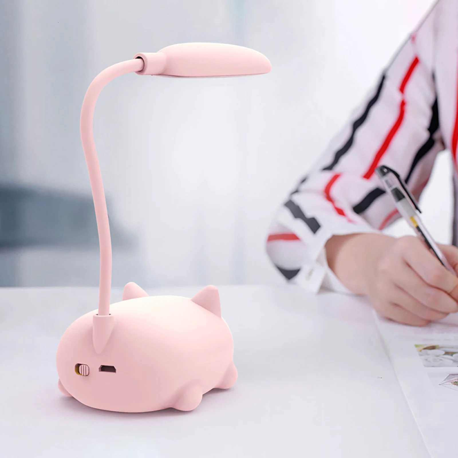 Led Colorful Night light Table Lamp Cartoon Cute Pet Cat Light Usb Child Eye Protection Warm White Desk Lamp LED Reading Light Y260314