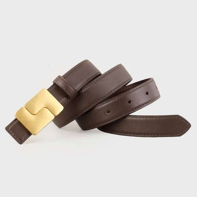 Women's Korean Style Genuine Leather Cummerbunds Female Dress Corsets Waistband Belts with Gold Buckle Decoration Narrow Belt Z260226