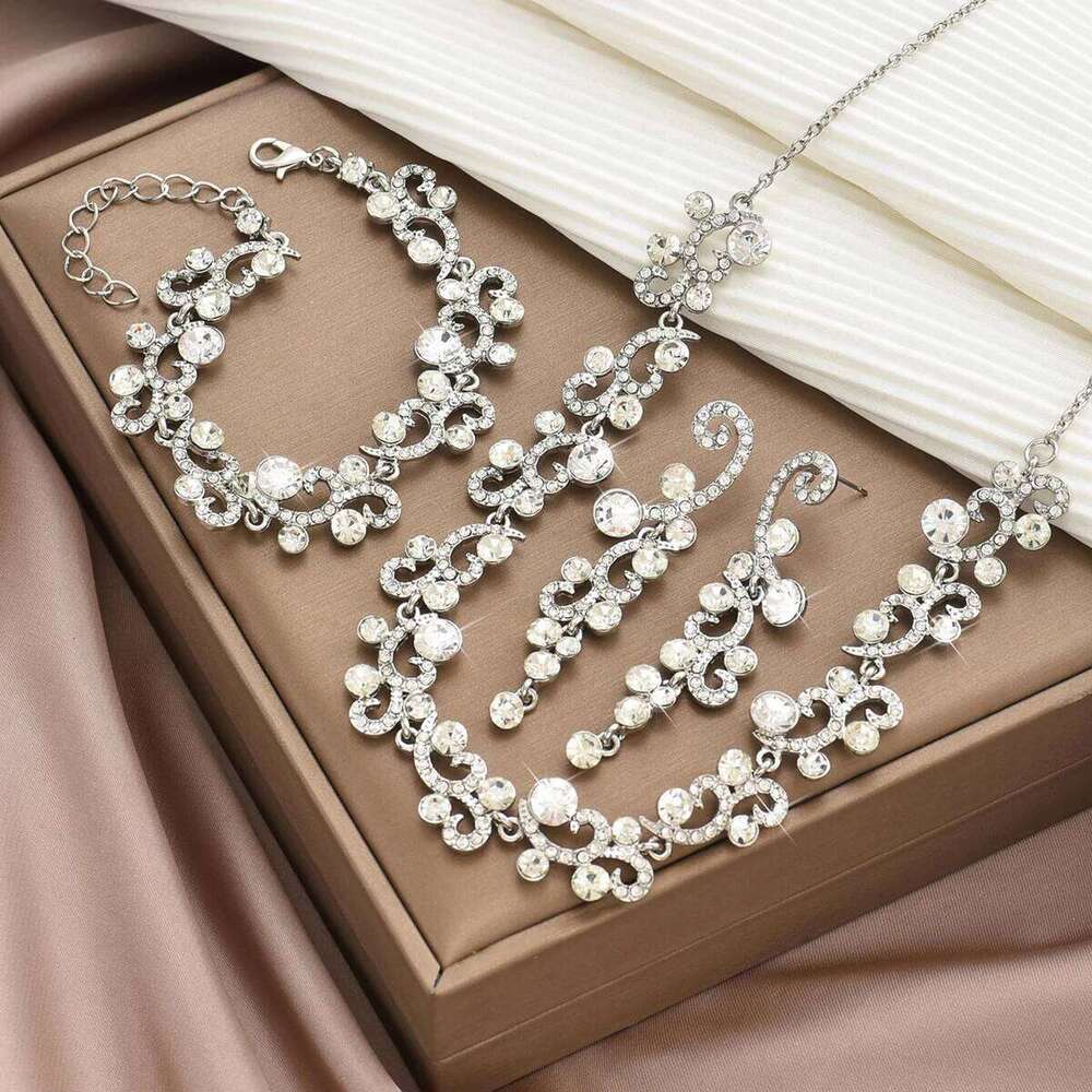 4PC Women's Fashion Design Petal Necklace Earrings Bracelet Set, Suitable for Wedding, Party, Festival Gifts Z260313