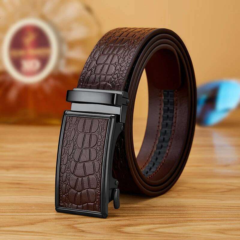 Leather men's fashionable automatic buckle waist belt, personalized casual pants belt Z260226