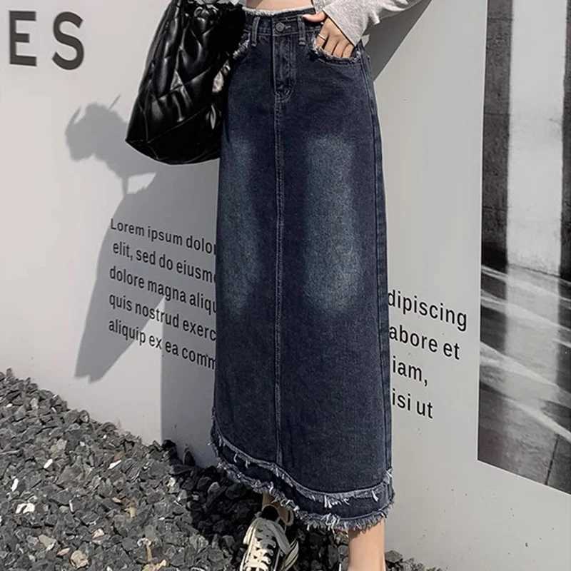Women New Vintage High Waist A Line Skirts s Gothic High Street Denim Dress Female Fashion Retro Blue Grey Jeans Skirts M260314
