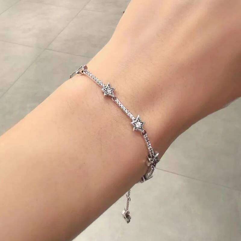 High quality 925 sterling silver women's exquisite charm sparkling starry sky charming bracelet DIY gift Z260313