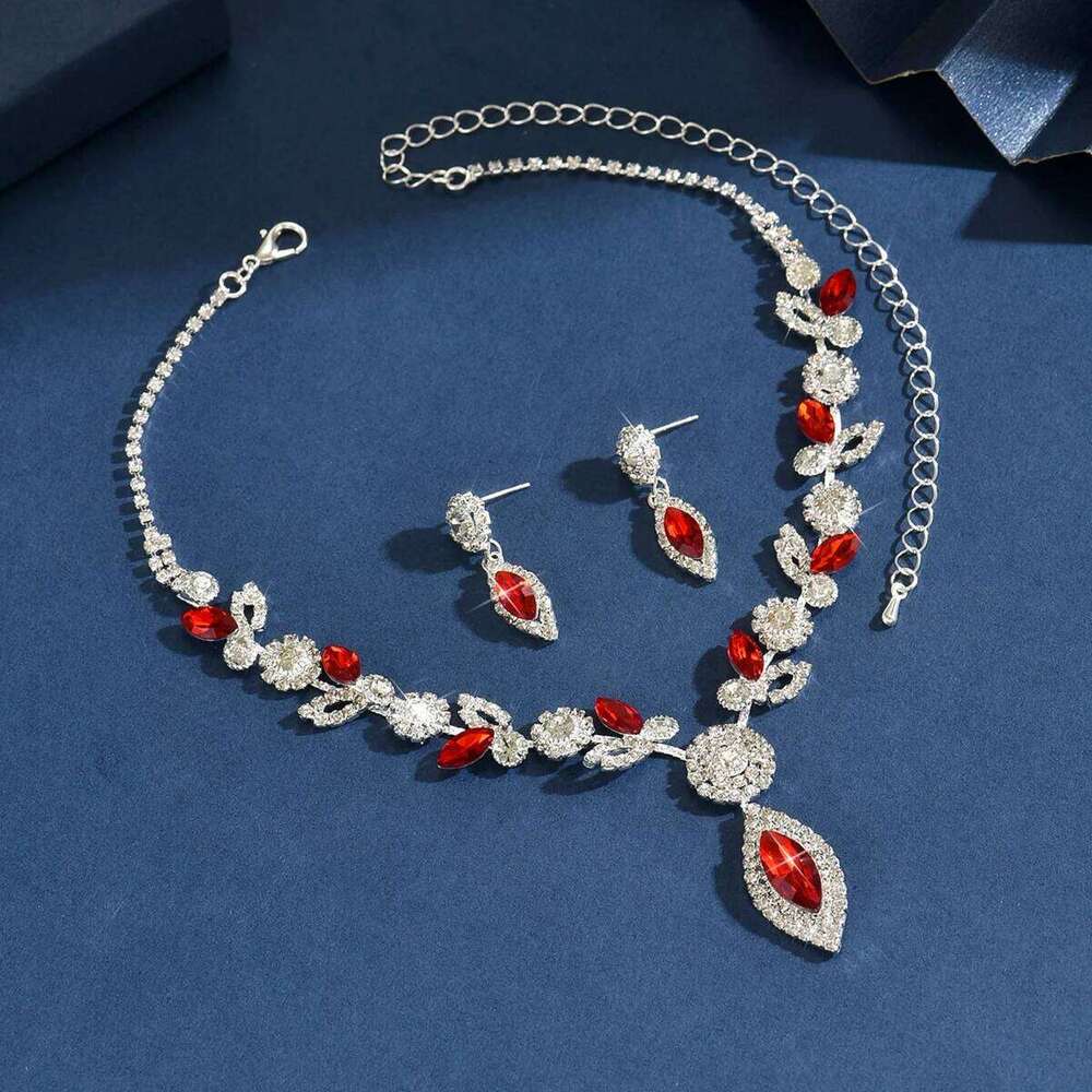 3PC Women's Fashion Leaf Water Drop Necklace Earrings Jewelry Set Suitable for Wedding, Party, Festival Gifts Z260313