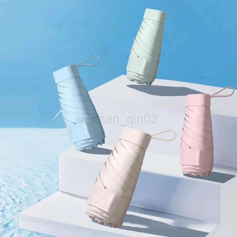 Mini Compact Pocket Umbrella for Women Light 5 Folding Sun Protection Sun and Rain Small Card Bag Umbrellas Paraguas H260314