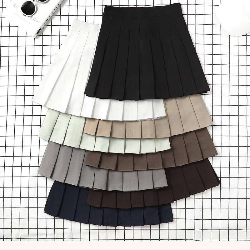 Brown Ladies 2022 Summer Clothes Women's High Waist Harajuku Korean Style Black Mini Pleated Skirt For School Girl Uniform Z260314