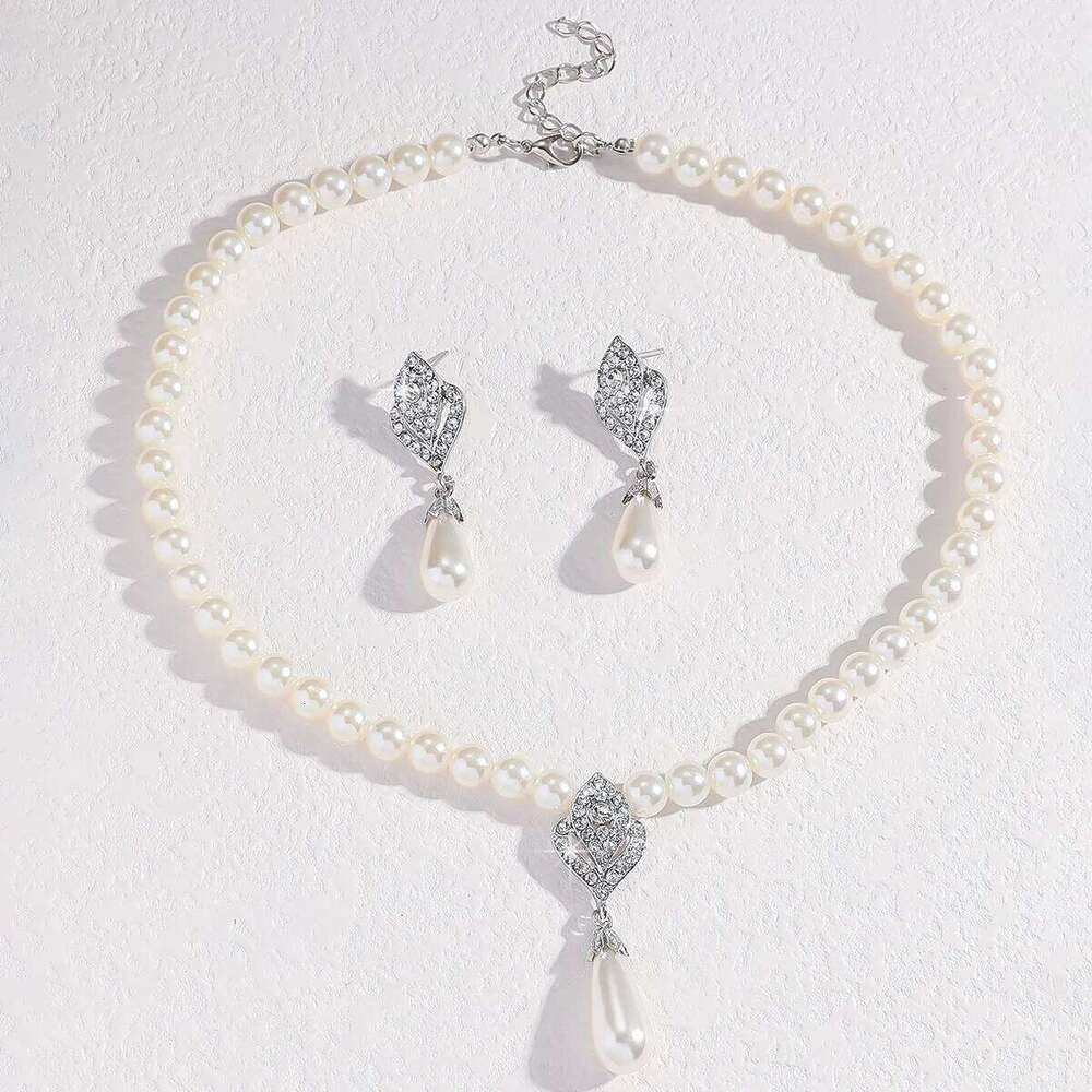 3PC Women's Fashion Trendy Pearl Water Drop Necklace Earrings Jewelry Set Wedding Banquet Party Holiday Gift Z260313