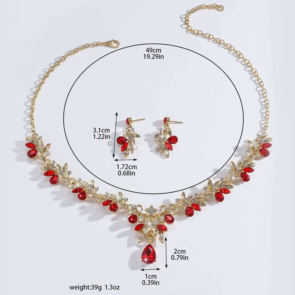 Ladies' Sparkling Flower Necklace, Earrings, Jewelry Set, Suitable for Wedding, Party, Festival Gifts Z260313
