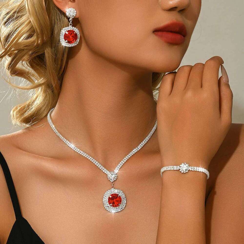 Fine Flashing Crystal Necklace Earrings Set Bridal Jewelry Wedding Dress Dinner Accessories Z260313