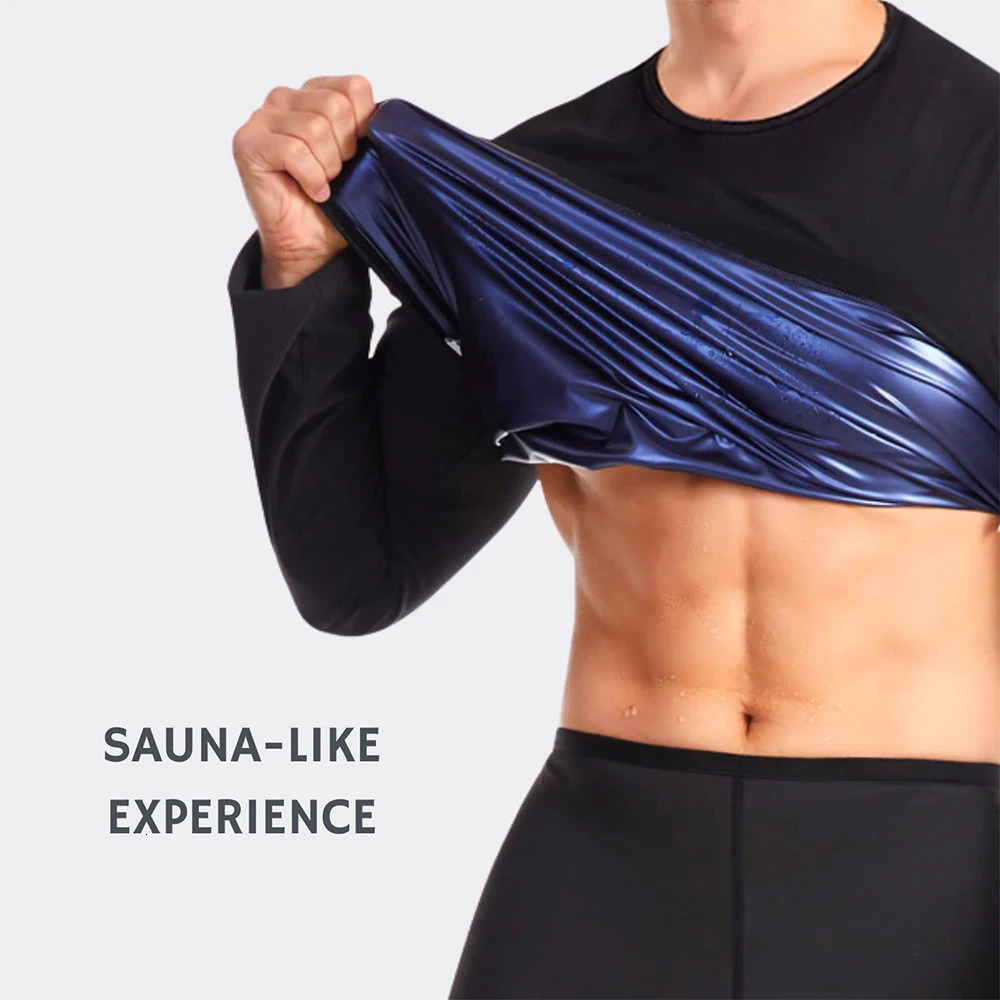 Sauna Shirt for Men Sweat Suit Compression Long Sleeve Top Weight Loss Body Shaper Shirts for Workout Sports 260310