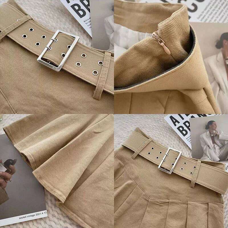 Xpqbb Summer Pleated Skirt Women Korean Fashion with Belt Mini Girl Kawaii High Waist School Uniform A-Line Short Skirts Z260314