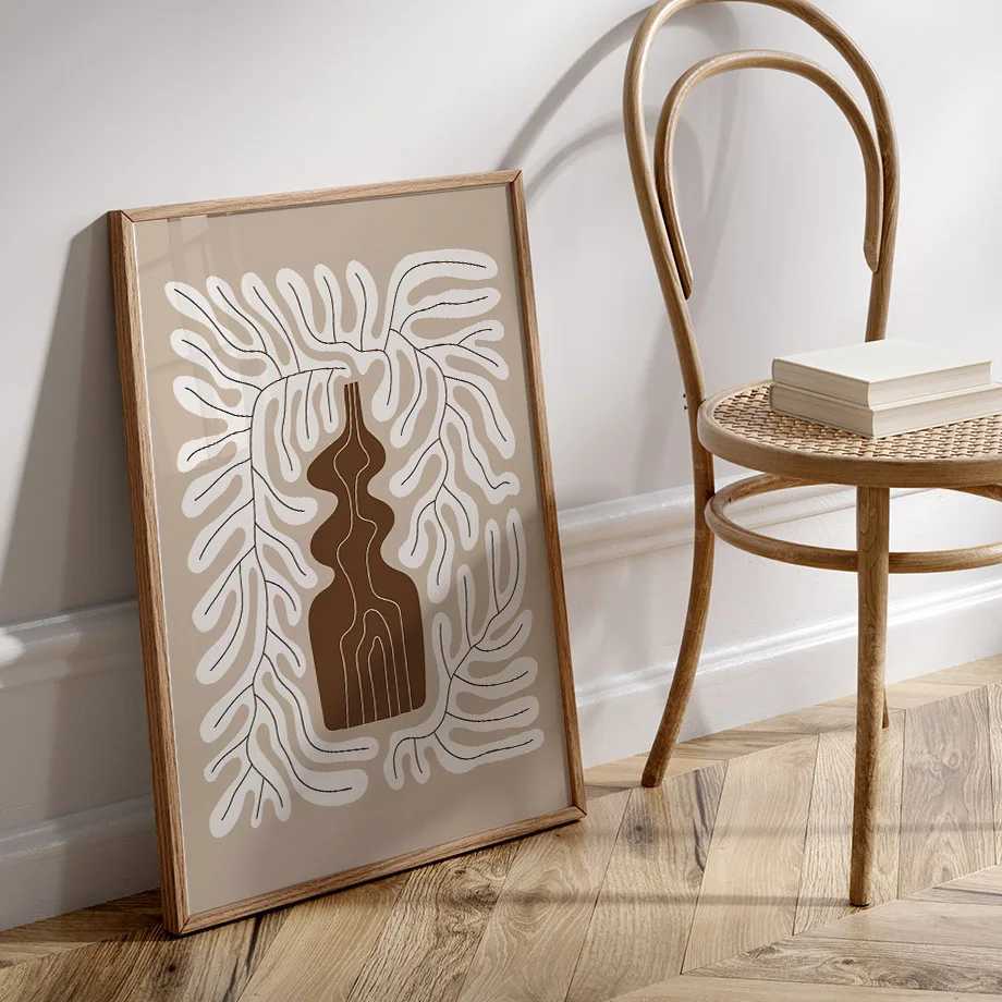 Abstract Figures Body Lines Vase Leaf Wall Art Canvas Painting Posters And Prints Hotel Bar Pictures For Living Room Home Decor D260314