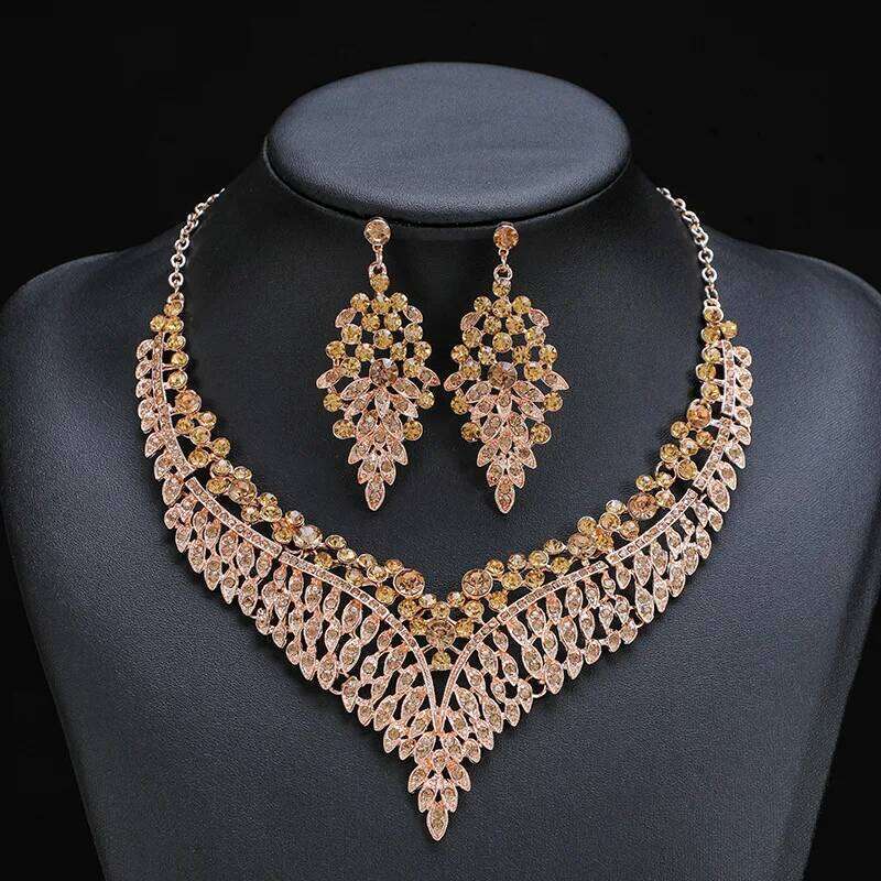 Ladies' fashionable water droplet design, gorgeous and elegant crown necklace, earrings, jewelry set Z260313