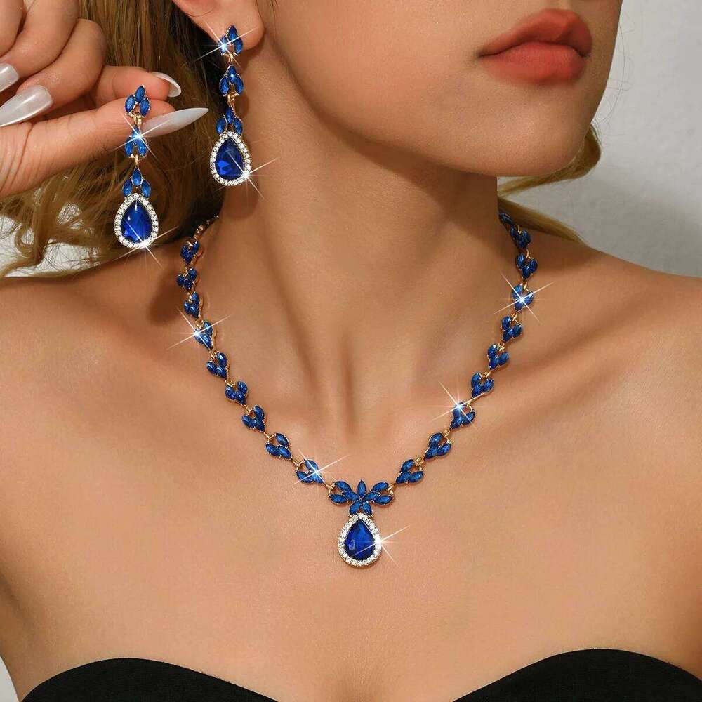 European and American New Luxury Full Diamond Bow Water Drop Set Two Piece Wedding Banquet Versatile Accessories Z260313