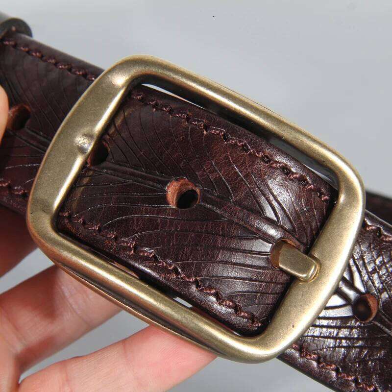 Extra Thick Double-sided Personalized Jeans Genuine Leather Men's Pure Copper Pin Buckle Luxury Belt Z260226
