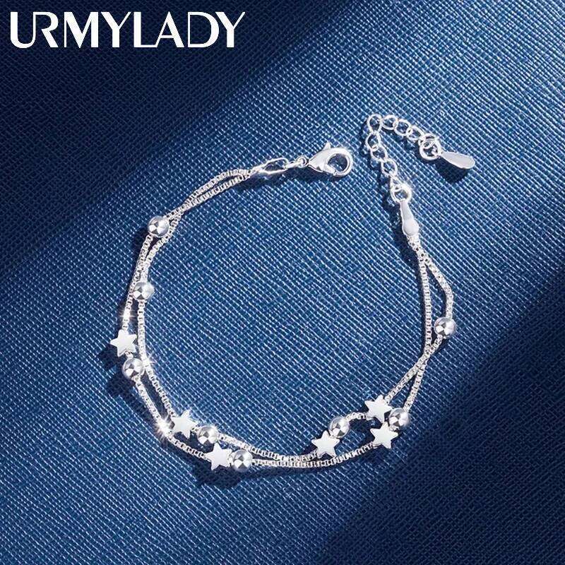 Fine 925 sterling silver Chain stars Bracelets for women Charms fashion party Wedding Jewelry Holiday gifts Z260313