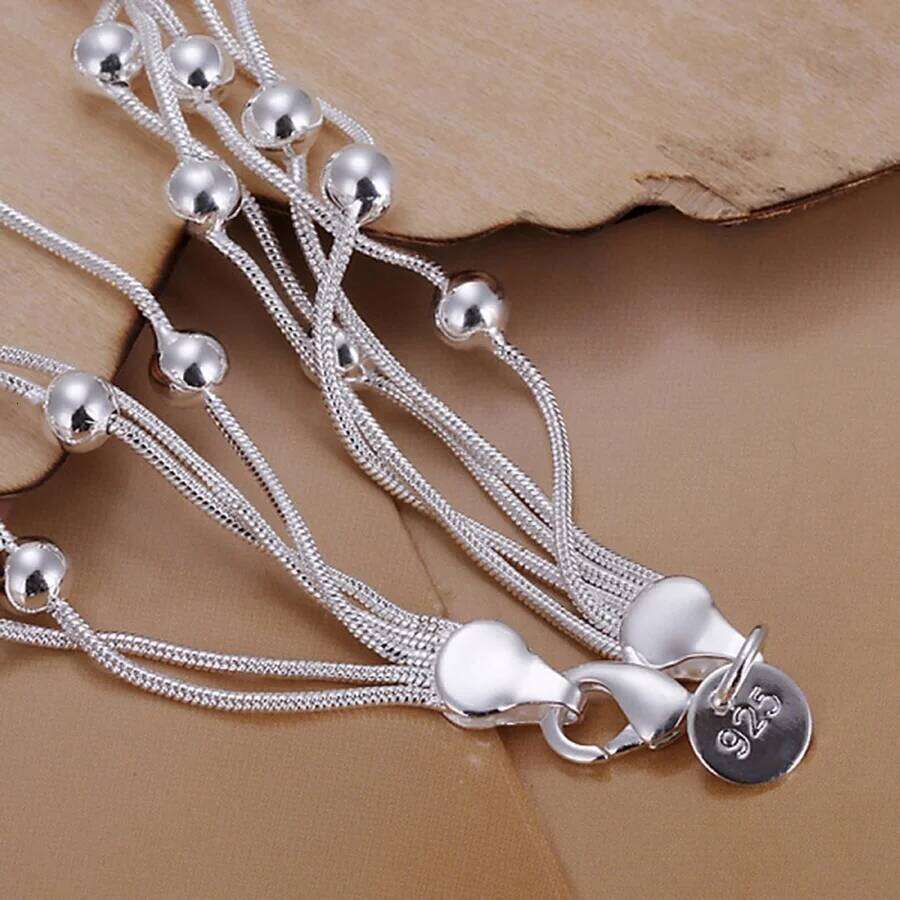 hot sell fashion fine product 925 Sterling Silver Jewelry chain beads Bracelets For cute lady women gifts H234 Z260313