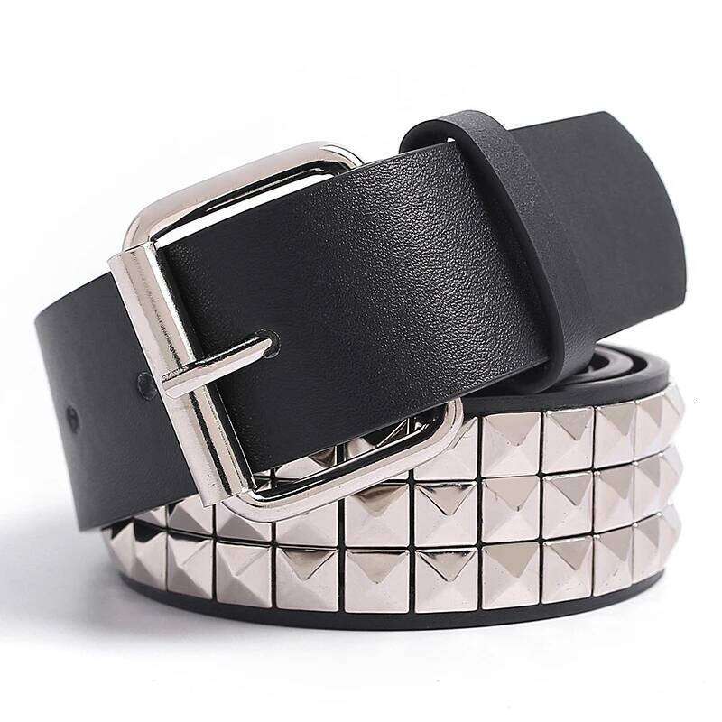Shiny Pyramid Fashion Rivet Belt For Men&Women's Studded Punk Rock With Pin Buckle Z260226