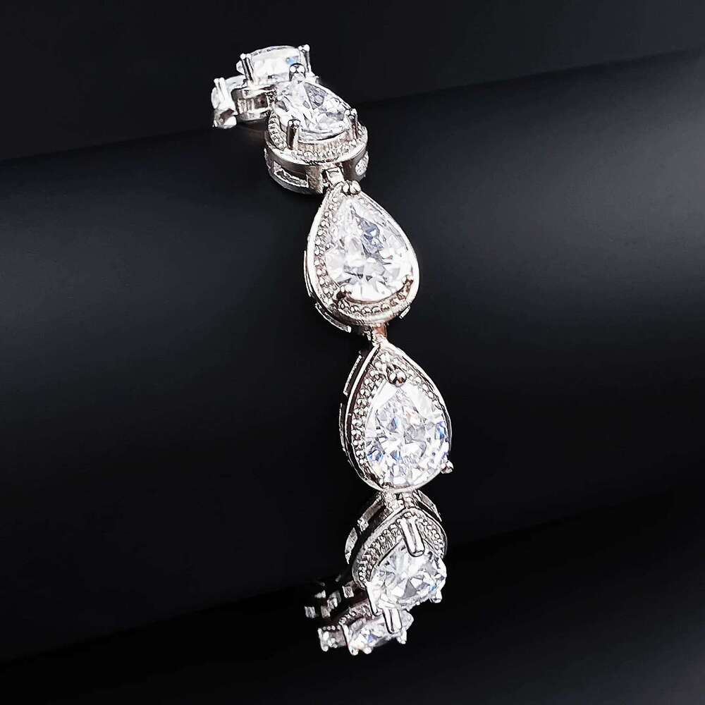 2025 New Luxury 18CM Angel Tears Pear silver color on hand Bracelet Bangle For Women Anniversary Gift Jewelry Bulk Sell S5448 Z260313