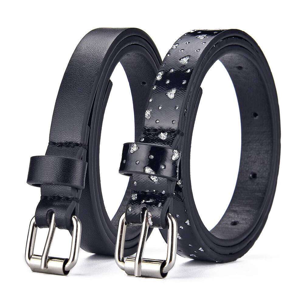 1pc New Children's Fashion Glitter Thin Casual Trend Youth Primary School Boys and Girls' Belts Jeans Short Belt Z260226