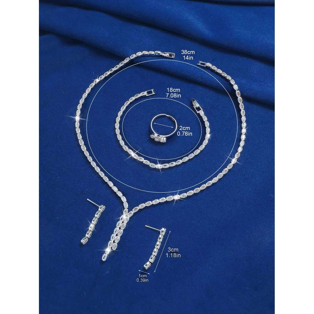 5pcs/set full copper base inlaid with super flash zirconia handmade color-preserving electroplating ladies necklace bracelet rin Z260313