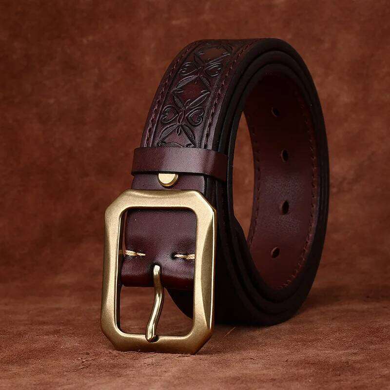 3.8CM Thick Cowhide Copper Buckle Genuine Leather Casual Jeans Belt Men High Quality Embossing Retro Luxury Male Strap Cintos Z260226