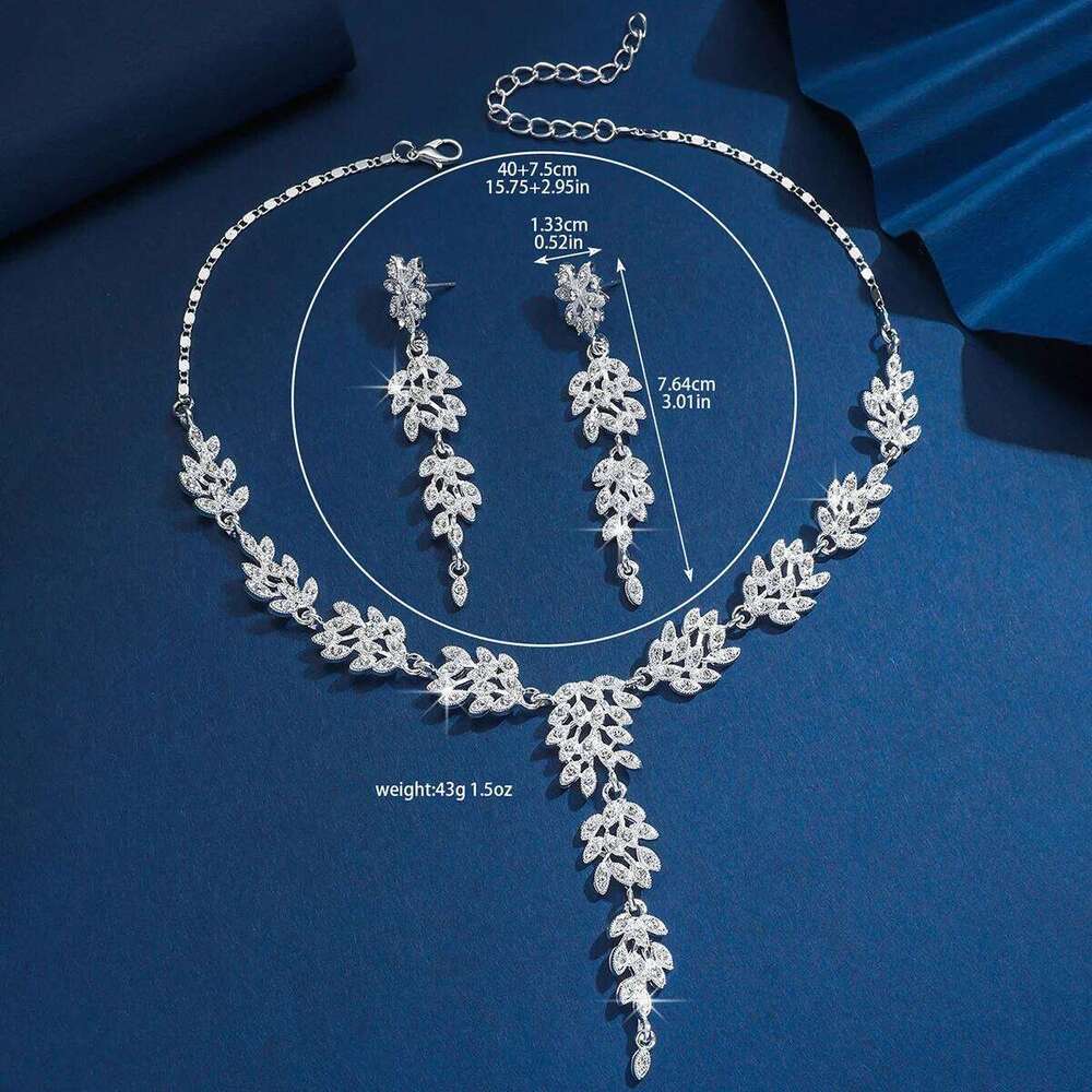 3PC women's fashionable and trendy temperament, leaf floral necklace, earrings, jewelry set, wedding banquet party, holiday gift Z260313