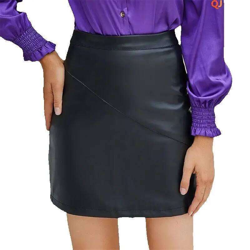 New Women's Black Small Stretch PU Skirt, Fashion Casual Short Skirts, Brown Gray Leather Skirts of Women 2026 Z260314