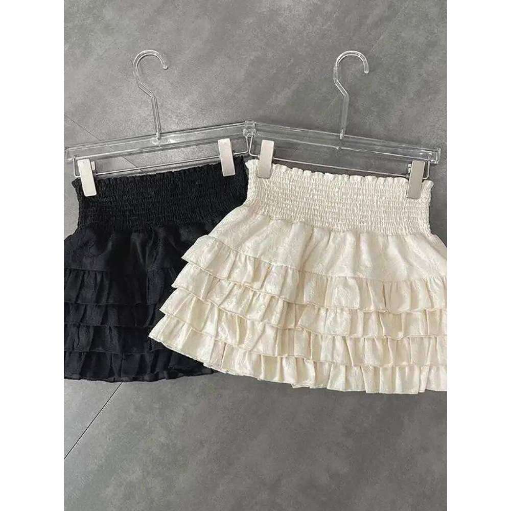 Streetwear Y2k Ruffles Mini Women Sweet Kawaii High Waist Lace A Line Skirt Summer Korean Fashion Black Ball Gown Skirts Z260314
