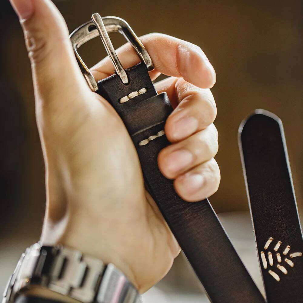 Maden New Retro Black First Layer Cowhide Genuine Leather Men's Versatile Daily Solid Color Belt Z260226