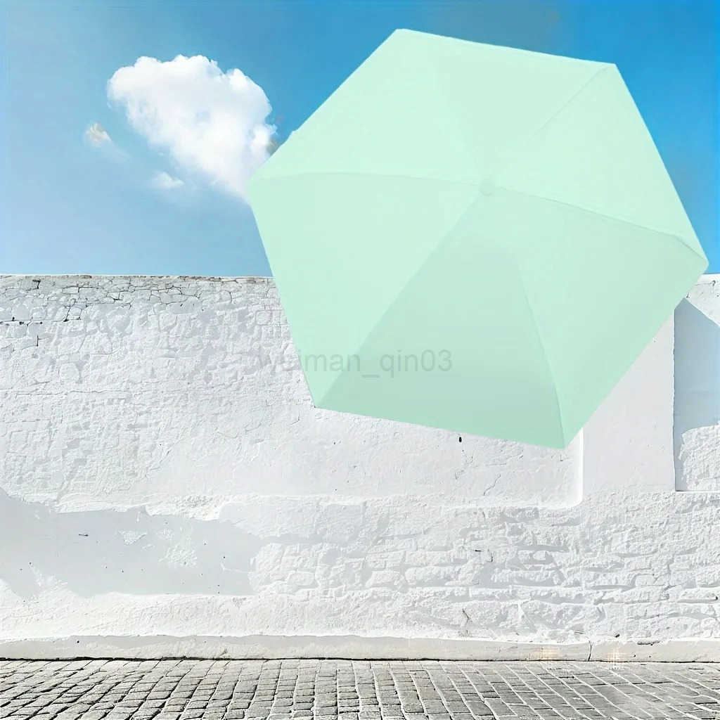 FuyiDun Mini Compact Folding Umbrella - Lightweight Sun Protection with 6-Rib Iron Frame Manual Open Compact Carry Case Past H260314