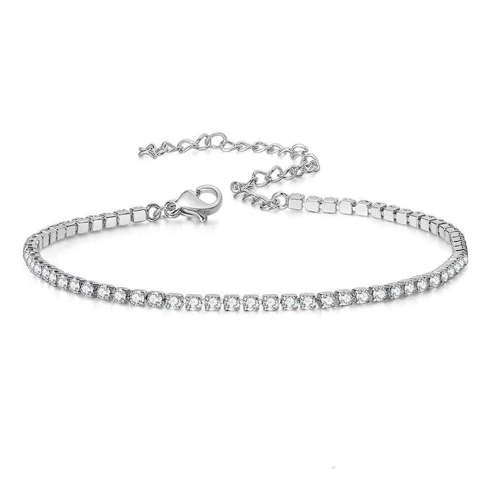 2mm Dainty Iced Out Tennis Bracelets Female Silver Color Stainless Steel Cubic Zirconia Hand Chain for Women Jewelry Gift Z260313
